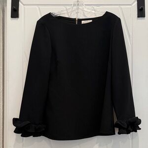 Sail to Sable Black Blouse with Ruffle Cuffs